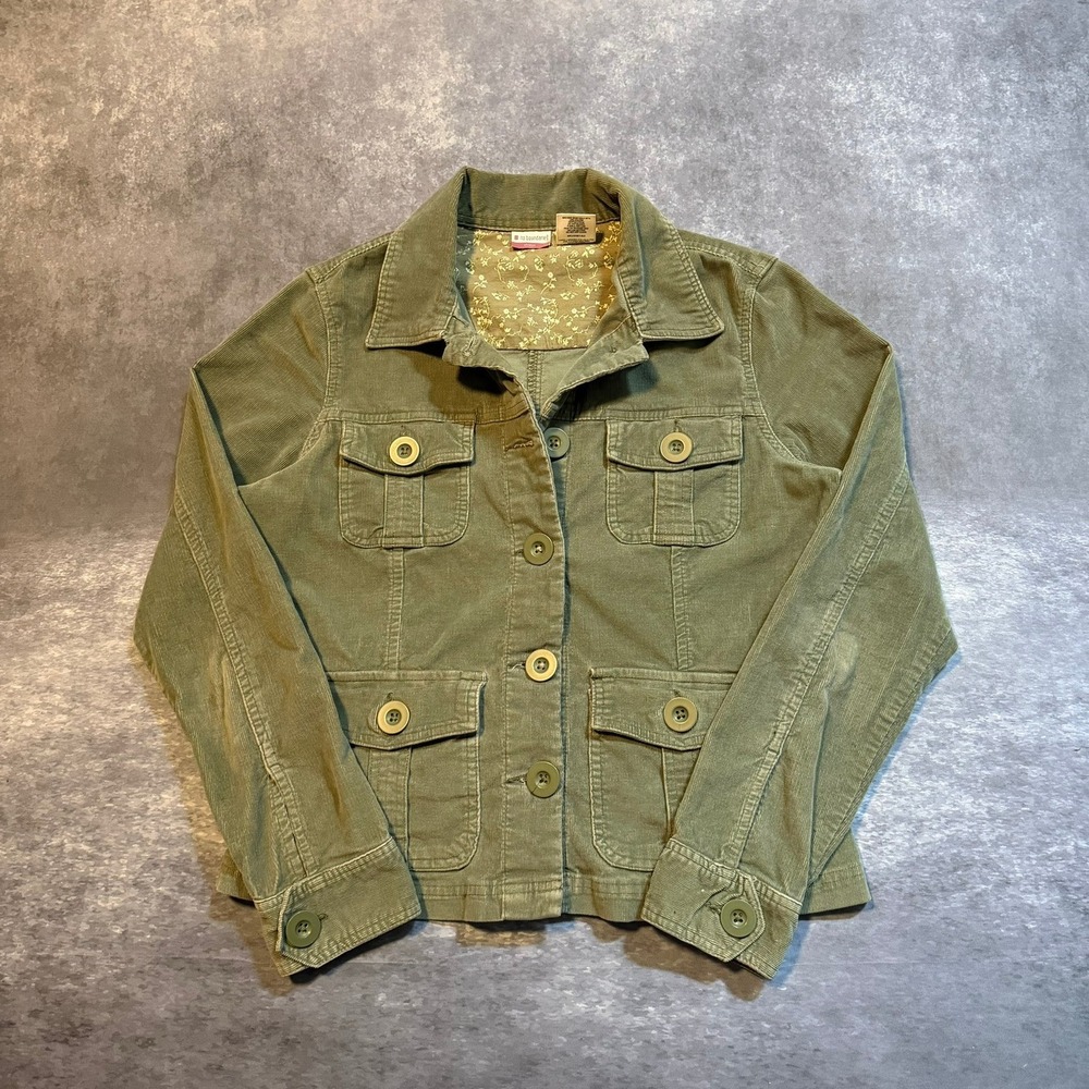 Y2K No Boundaries Green Corduroy Blazer Jacket Junior L 11/13‎ Stretch 2000s